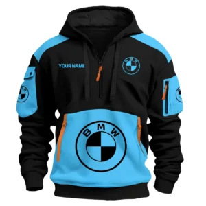 BMW Motorrad Motorcycles  Exclusive Logo Hoodie Half Zipper QTMT160525A3BMW - Light Blue
