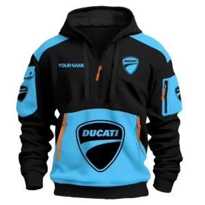 Ducati Motorcycles  Exclusive Logo Hoodie Half Zipper QTMT160525A3DUC - Light Blue
