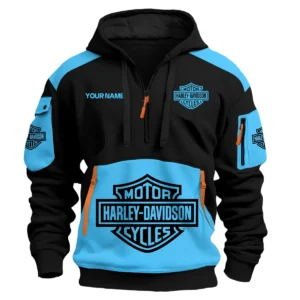 Harley-Davidson Motorcycles  Exclusive Logo Hoodie Half Zipper QTMT160525A3HD - Light Blue