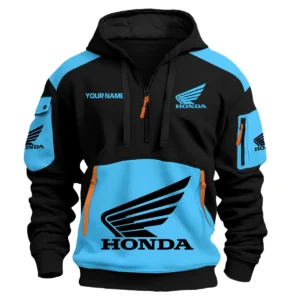 Honda Motorcycles  Exclusive Logo Hoodie Half Zipper QTMT160525A3HON - Light Blue