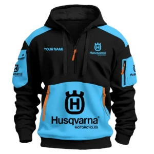Husqvarna Motorcycles  Exclusive Logo Hoodie Half Zipper QTMT160525A3HUS - Light Blue