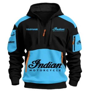 Indian Motorcycle Motorcycles  Exclusive Logo Hoodie Half Zipper QTMT160525A3IND - Light Blue