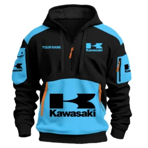 Kawasaki Motorcycles  Exclusive Logo Hoodie Half Zipper QTMT160525A3KAW - Light Blue