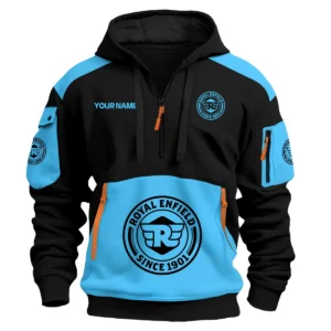 Royal Enfield Motorcycles  Exclusive Logo Hoodie Half Zipper QTMT160525A3ROY - Light Blue