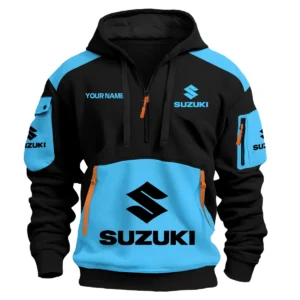 Suzuki Motorcycles  Exclusive Logo Hoodie Half Zipper QTMT160525A3SUZ - Light Blue