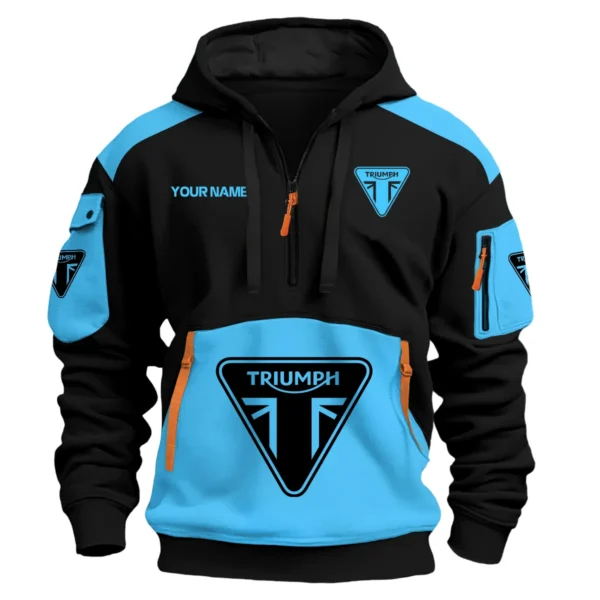 Triumph Motorcycles  Exclusive Logo Hoodie Half Zipper QTMT160525A3TRI - Light Blue