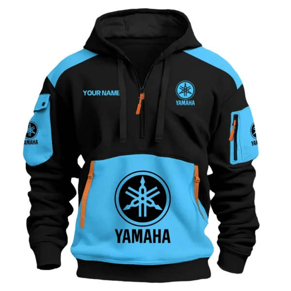 Yamaha Motorcycles  Exclusive Logo Hoodie Half Zipper QTMT160525A3YAM - Light Blue