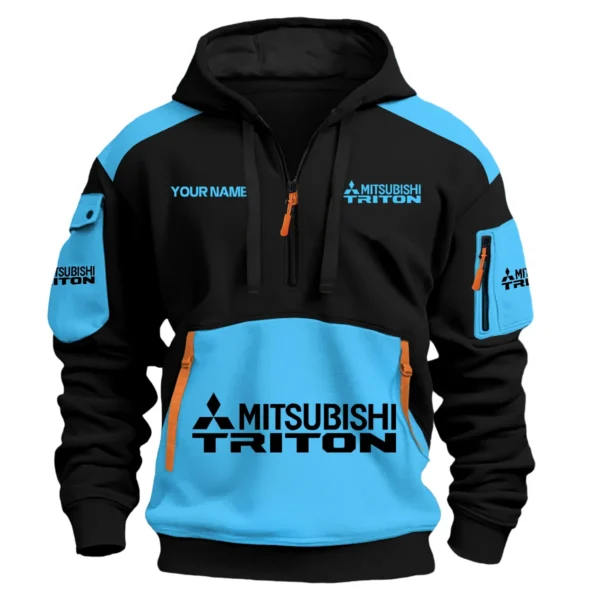 Mitsubishi Triton Ute Exclusive Logo Hoodie Half Zipper QTUT160525A2MT - Light Blue