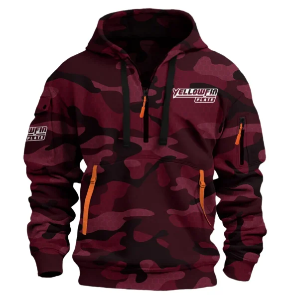Yellowfin Plate Fishing AU Exclusive Logo Hoodie Half Zipper HOFS060525AU3YPB - Burgundy