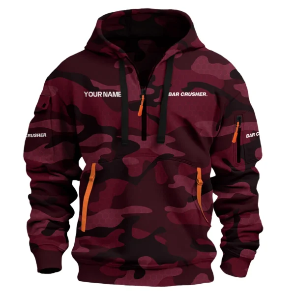 Bar Crusher Exclusive Logo Hoodie Half Zipper Fishing QTFS200525A1BCR - Maroon