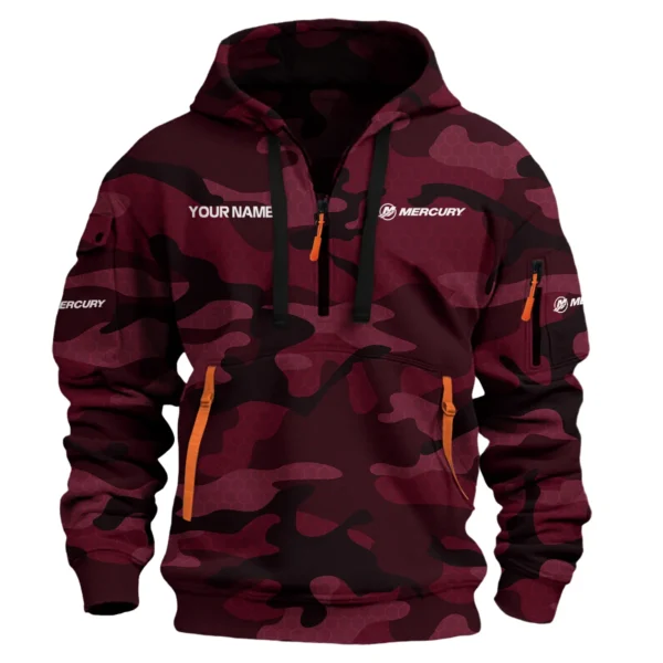 Mercury Marine Exclusive Logo Hoodie Half Zipper Fishing QTFS200525A1MCM - Maroon