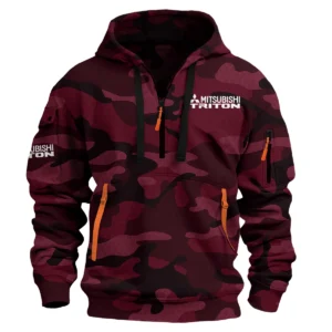 Mitsubishi Triton Ute Exclusive Logo Hoodie Half Zipper QTUT160525A1MT - Maroon