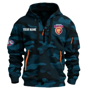 Brisbane Lions Australian Football League Exclusive Logo Hoodie Half Zipper HOAFL080525A01BL - Navy