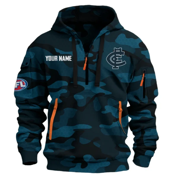 Carlton Blues Australian Football League Exclusive Logo Hoodie Half Zipper HOAFL080525A01CARL - Navy