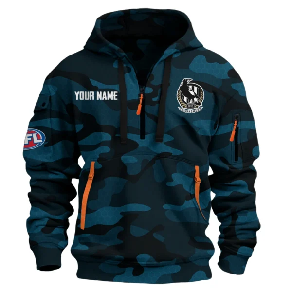 Collingwood Magpies Australian Football League Exclusive Logo Hoodie Half Zipper HOAFL080525A01COLL - Navy