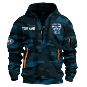 Geelong Cats Australian Football League Exclusive Logo Hoodie Half Zipper HOAFL080525A01GEEL - Navy