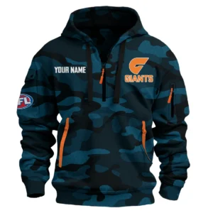 GWS Giants Australian Football League Exclusive Logo Hoodie Half Zipper HOAFL080525A01GWS - Navy
