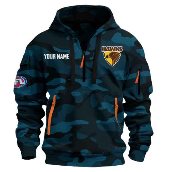 Hawthorn Hawks Australian Football League Exclusive Logo Hoodie Half Zipper HOAFL080525A01HAW - Navy