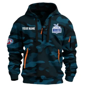 North Melbourne Kangaroos Australian Football League Exclusive Logo Hoodie Half Zipper HOAFL080525A01NMFC - Navy