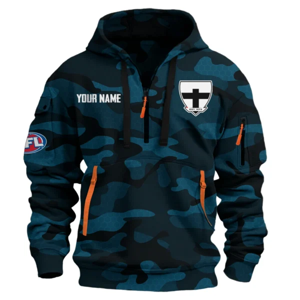 St Kilda Saints Australian Football League Exclusive Logo Hoodie Half Zipper HOAFL080525A01STK - Navy