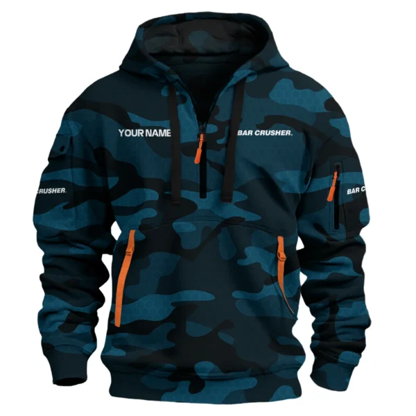 Bar Crusher Exclusive Logo Hoodie Half Zipper Fishing QTFS200525A1BCR - Navy Blue