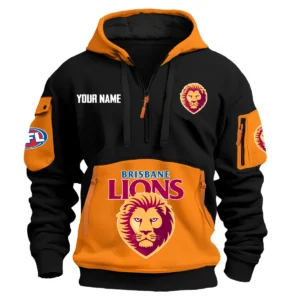 Brisbane Lions Australian Football League Exclusive Logo Hoodie Half Zipper HOAFL0090525A01BL - Orange