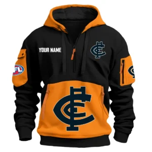 Carlton Blues Australian Football League Exclusive Logo Hoodie Half Zipper HOAFL0090525A01CARL - Orange