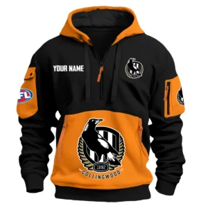 Collingwood Magpies Australian Football League Exclusive Logo Hoodie Half Zipper HOAFL0090525A01COLL - Orange