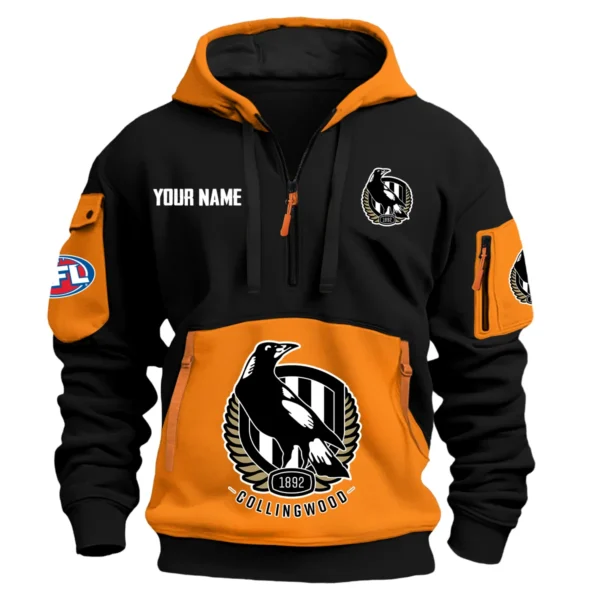 Collingwood Magpies Australian Football League Exclusive Logo Hoodie Half Zipper HOAFL0090525A01COLL - Orange