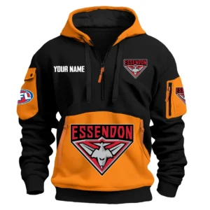 Essendon Bombers Australian Football League Exclusive Logo Hoodie Half Zipper HOAFL0090525A01ESS - Orange