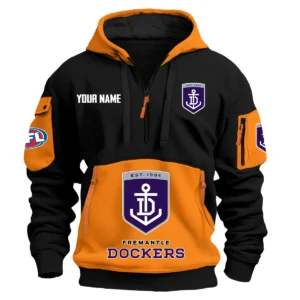 Fremantle Dockers Australian Football League Exclusive Logo Hoodie Half Zipper HOAFL0090525A01FRE - Orange