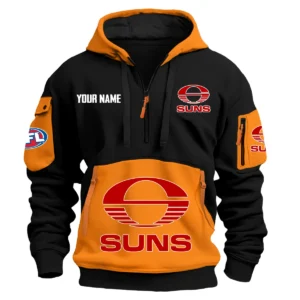 Gold Coast SUNS Australian Football League Exclusive Logo Hoodie Half Zipper HOAFL0090525A01GCFC - Orange