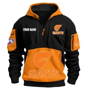 GWS Giants Australian Football League Exclusive Logo Hoodie Half Zipper HOAFL0090525A01GWS - Orange