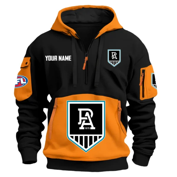 Port Adelaide Power Australian Football League Exclusive Logo Hoodie Half Zipper HOAFL0090525A01PORT - Orange