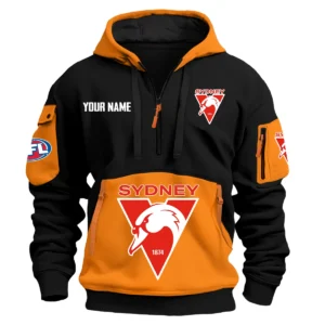 Sydney Swans Australian Football League Exclusive Logo Hoodie Half Zipper HOAFL0090525A01SYD - Orange