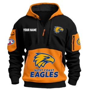 West Coast Eagles Australian Football League Exclusive Logo Hoodie Half Zipper HOAFL0090525A01WCE - Orange