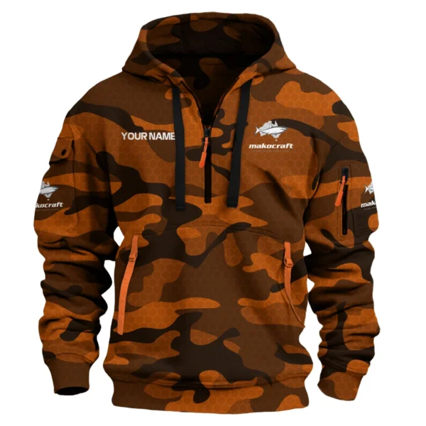 Makocraft Boats Exclusive Logo Hoodie Half Zipper Fishing QTFS200525A1MAB - Orange