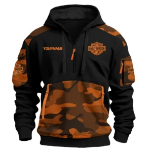Harley-Davidson Motorcycles  Exclusive Logo Hoodie Half Zipper QTMT160525A2HD - Orange