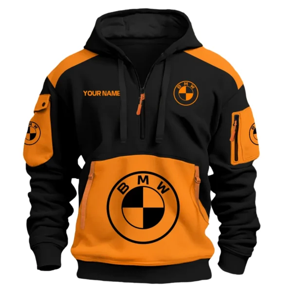 BMW Motorrad Motorcycles  Exclusive Logo Hoodie Half Zipper QTMT160525A3BMW - Orange