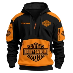 Harley-Davidson Motorcycles  Exclusive Logo Hoodie Half Zipper QTMT160525A3HD - Orange