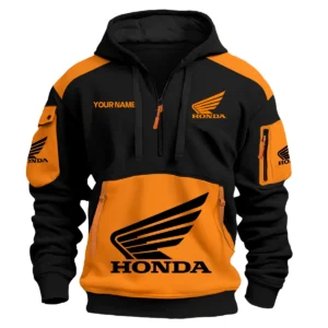 Honda Motorcycles  Exclusive Logo Hoodie Half Zipper QTMT160525A3HON - Orange