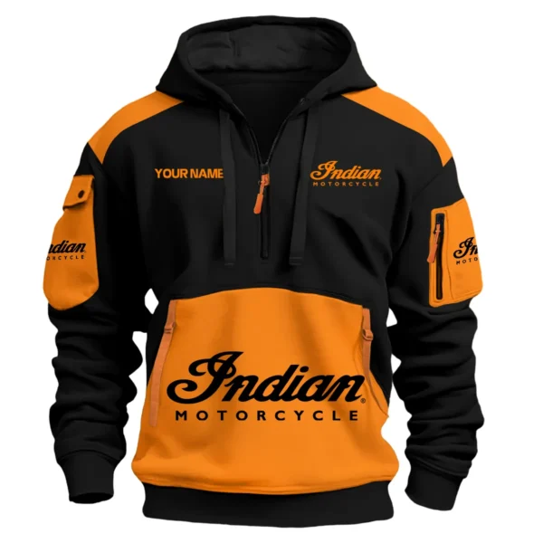 Indian Motorcycle Motorcycles  Exclusive Logo Hoodie Half Zipper QTMT160525A3IND - Orange