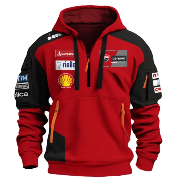 Marc Márquez Ducati Lenovo Team Exclusive Logo Hoodie Half Zipper QTMTGP140525A2-HDF - Image 2