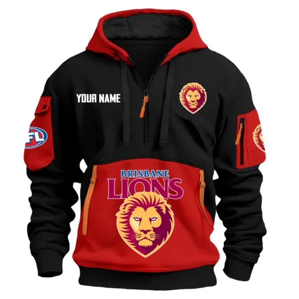 Brisbane Lions Australian Football League Exclusive Logo Hoodie Half Zipper HOAFL0090525A01BL - Red