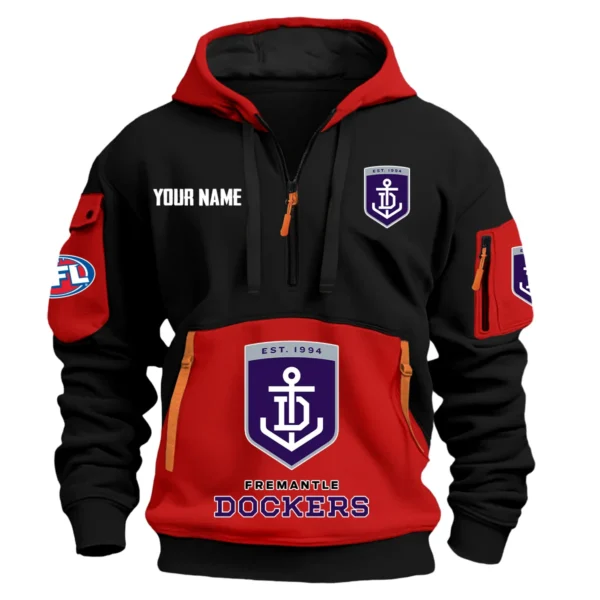 Fremantle Dockers Australian Football League Exclusive Logo Hoodie Half Zipper HOAFL0090525A01FRE - Red