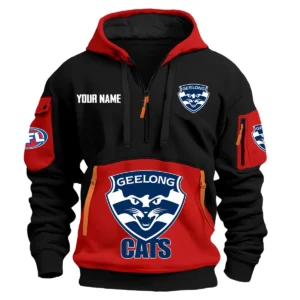 Geelong Cats Australian Football League Exclusive Logo Hoodie Half Zipper HOAFL0090525A01GEEL - Red