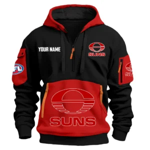 Gold Coast SUNS Australian Football League Exclusive Logo Hoodie Half Zipper HOAFL0090525A01GCFC - Red