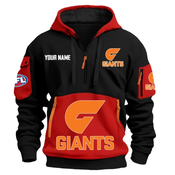 GWS Giants Australian Football League Exclusive Logo Hoodie Half Zipper HOAFL0090525A01GWS - Red