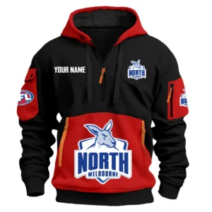 North Melbourne Kangaroos Australian Football League Exclusive Logo Hoodie Half Zipper HOAFL0090525A01NMFC - Red