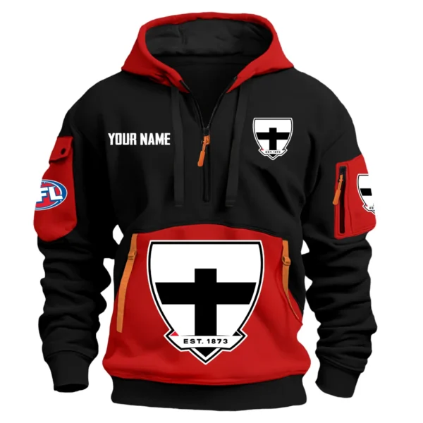 St Kilda Saints Australian Football League Exclusive Logo Hoodie Half Zipper HOAFL0090525A01STK - Red